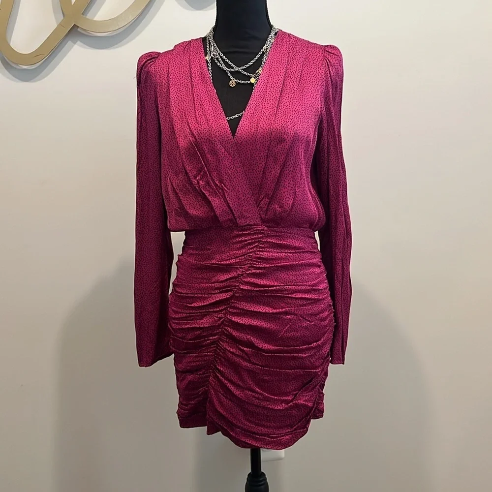 Zara Ruched Satin Dress Size S